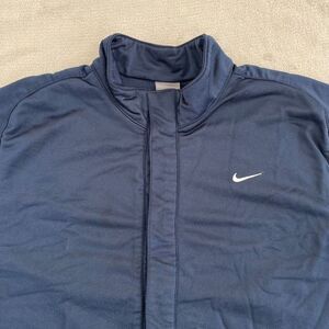 Vintage Nike Warm Up Jacket Men‎ Medium Navy Blue Swoosh Logo Basketball SS